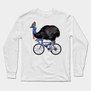 cassowary on a bicycle Long Sleeve T-Shirt